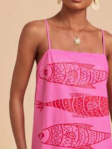 Spring/Summer Vacation Sleeveless Printed Chiffon Mini Dress For Women Vacation Dress,Boho Clothes Women,New Year, Beach Wedding Guest Outfits, Elegant Graduation,Casual Outfits - 多色 5 - 查看 6