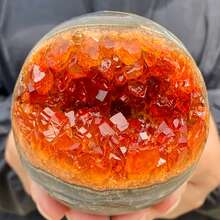1pc Exquisite Amethyst Quartz Orange Color Open Mouth Smile Crystal Ball | Boho Style, Perfect For Festivals And Christmas, Unique Gift For Parents And Friends, Room Decoration Sphere, Natural Crystal Mineral Specimen - Orange - View 7