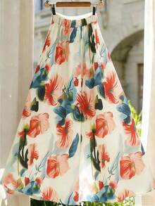 Falda Larga Floral AJSSVF, Estilo Casual para Vacaciones - Multicolor - Ver 10