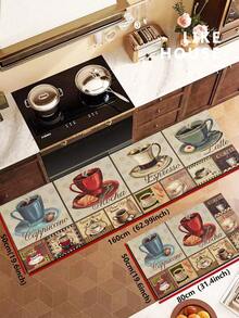 1/2pcs Coffee Kitchen Carpet, Country Farmhouse Style Decorative Kitchen Floor Mat, Non-Slip Absorbent Washable Corridor Carpet, Fun Coffee Kitchen Decoration. - Multicolor - View 15