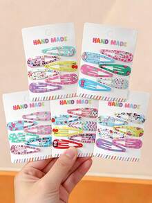 10/30pcs Colorful Fruit Print Cute Hair Clips For Girls, Bangs & Side Hair Decor, Suitable For Daily Use,Hair Barrettes,Hair Claws - Multicolor - View 1