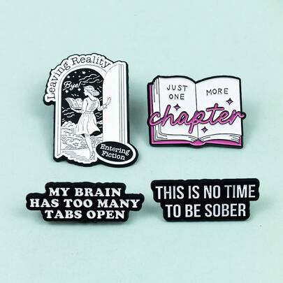 Cartoon Character & English Letter Pattern Brooch, Alloy Badge Accessory For Clothes & Bags
