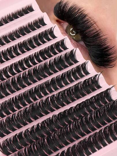 DIY Eyelashes 200 Clusters D Curl Individual Lashes Soft Fluffy ,8-16mm Mix Natural Eyelashes Extension ,Lifting Eye Tails,Wispy At Home ,Clustered Eyelashes,Lightweight False Eyelash ,Enlarging Eyes,Daily Life&Weddings&Dates&Parties&Music Festivals