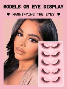 5 pares de pestañas postizas W55, estilo europeo y americano rizado y estereoscópico, que crean fácilmente un maquillaje de ojos de gato mixto natural, grado de rizado D, 5 pares, longitud mixta de 6-14 mm, ajuste natural a la forma del ojo. Material ligero y amigable con la piel, reutilizable, fácil para principiantes, ahorra tiempo de maquillaje DIY, adecuado para el transporte diario, citas, salidas, gran regalo para novias y días festivos. - Negro - Ver 3