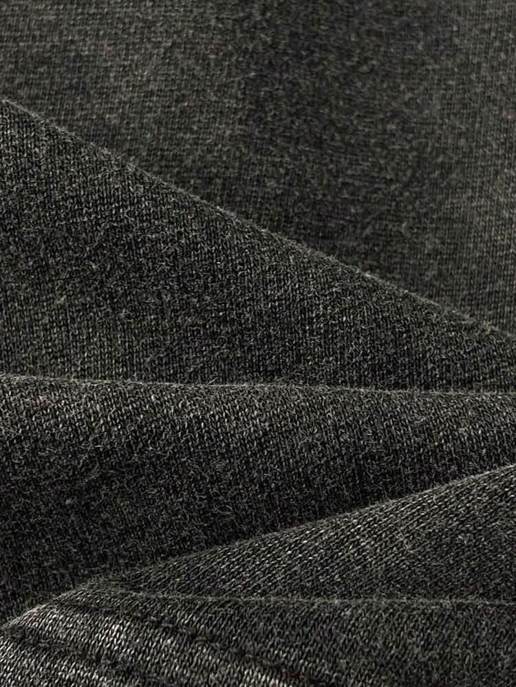 1 pieza de camiseta casual de manga corta holgada y lavada para mujer , estilo vintage, Y2K, camisa grunge, 180g, 100% algodón. - Negro - Añade 5