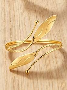 6pcs/Set Gold Butterfly & Flower Arm Cuff Bracelet, 6 Styles Adjustable Open Bangle, Luxury Resort Style Arm Decor For Women - Golden - View 2