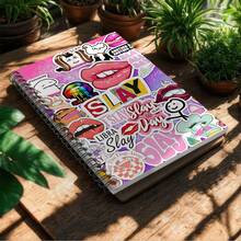 1pc A5 Spiral Notebook "SLAY" All-Weather Sticker Scrapbook/ Diary, Thick Ruled Journal/Fun Motivational Back-To-School Gift, Perfect For Student & Creative Writers - SLAY - View 3