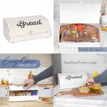 AuldHome - Caja de pan rústica de color blanco y esmaltado clásico para encimera - Blanco - Ver 1