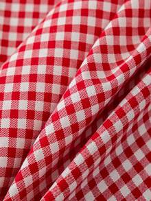 MineLain 1pc Minimalist Red Plaid Tablecloth, Rectangular Tablecloth, Coffee Table, Cabinet, Small Square Table, Bedside Table Cover, Home Decor, Room Decor, Suitable For Gathering, Dinner, Party, Holiday, Celebration, Outdoor, Garden, Picnic, Camping Decoration, All Season Use, Spring Summer Decor, Autumn Decor - Red - View 2