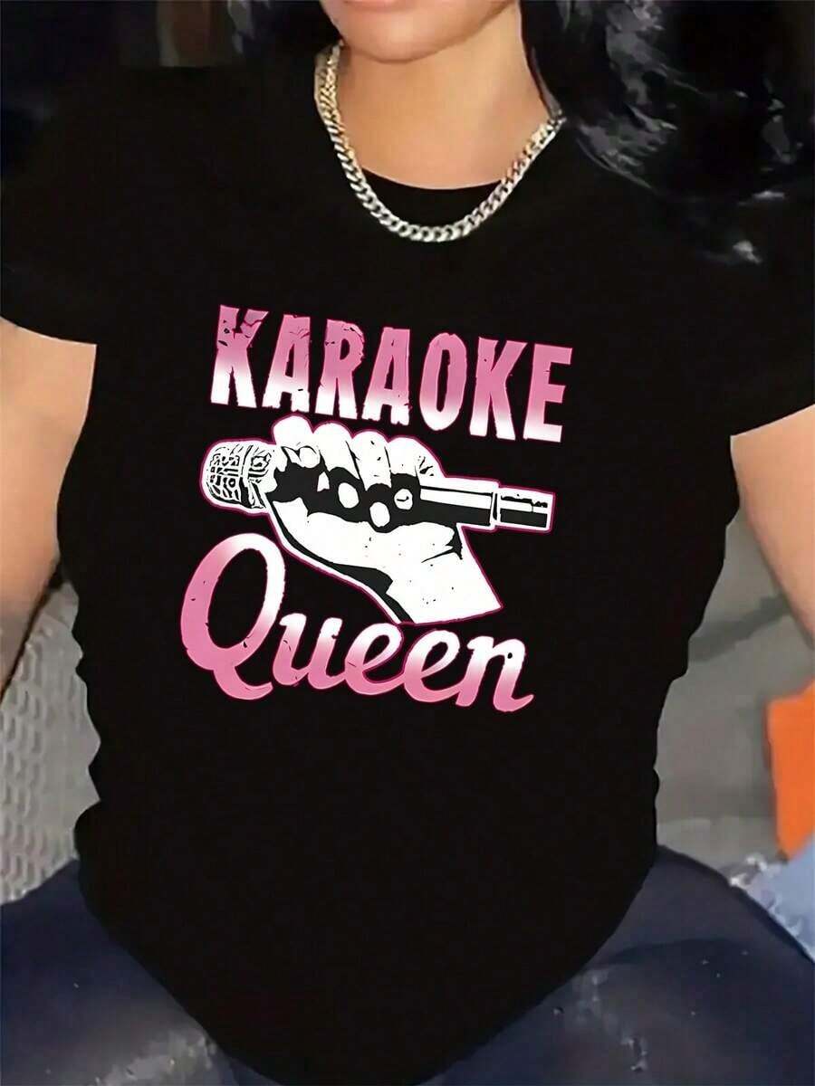 One Lightweight And Durable Short-Sleeved T-Shirt For Karaoke Lovers. Ideal For Parties, Dinners Out, Or Relaxing At Home, With A Fun Microphone Design And A Comfortable Fit, Perfect For Those Who Love To Sing. 180g 100% Cotton - 黑色 - 查看 1