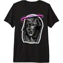 1 Piece Of A Glitch Roses. Vaporwave Otaku Glitch Art Print Gif T-Shirt For All Seasons, 100% Cotton, Single-Sided Print, Crew Neck, Short Sleeve, Unisex, Base Layer, 180g Cotton. - 顏色 10 - 查看 7