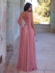Faeriesty Đầm maxi cúp ngực đính sequin sang trọng - Thích hợp cho tiệc tối, dạ hội, dạ tiệc tốt nghiệp, tiệc sinh nhật, sự kiện thảm đỏ, đám cưới. Màu hồng. - Hồng - Xem 5