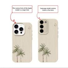 1 pezzo Custodia per telefono in materiale TPU con motivo a righe e palme, compatibile con iPhone 17 Pro Max/17/16 Pro Max/15/13/12/11, S20 FE/A15/S24/A55, Note 11/Note 12/Note 13 Pro, copertura completa, morbida e anti-caduta - Bianco - Visualizzare 7