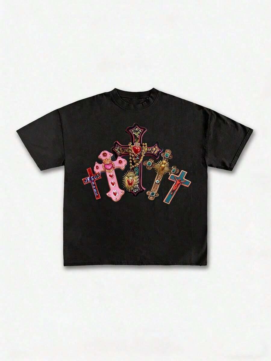 Premium Unisex Casual T-Shirts With "GOD'S ART ON DISPLAY" Print, Customizable Graphic Tees For Men - Men's T-Shirts. Casual And Stylish Short-Sleeved T-Shirts For Summer, Made Of 100% Cotton. The Most Popular Top For Men. - 黑色 5 - 查看 1