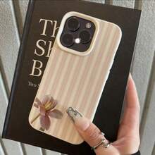 1pc TPU Material Soft Tulip Striped Pattern Phone Case Compatible With IPhone 17 Pro Max/17/16 Pro Max/15/13/12/11, S20 FE/A15/S24/A55, Note 11/Note 12/Note 13 Pro, Full Coverage Anti-Drop Soft Protective Phone Cover - White - View 2