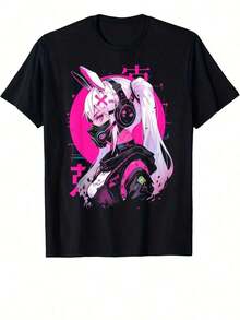 1 Fashionable Casual T-Shirt For Men And Women, Tech-Workwear Style In "Cyberpunk Style", Anime And Comic Book Design: Soft And Breathable, Ideal For Men's Casual Sports, Suitable For Summer And Autumn. The Ideal Gift For Halloween And Christmas. Party Set, Soft Fabric, Colorful Design, Suitable For Parties And Daily Wear, Perfect For Vacations And Leisure, Urban Style. - 黑色 - 查看 7