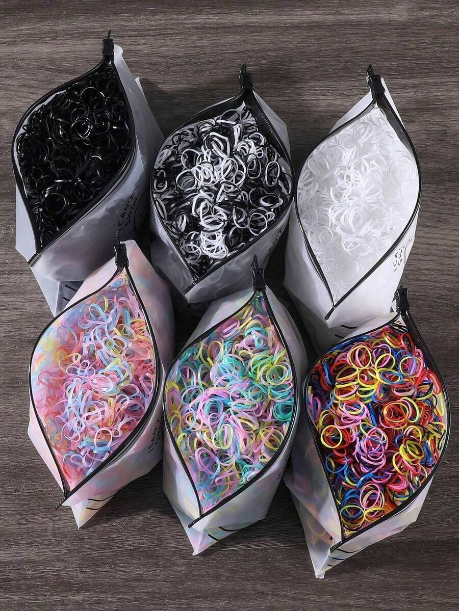 6000/5000/3000/2000pcs Mini Solid Color Disposable Hair Ties, Strong And Durable Small Hair Bands, Gentle On Hair, Suitable For Daily Use - Multicolor - View 1