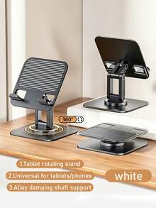 360° Rotatable Foldable Desk Phone & Tablet Stand, Metal Adjustable Slouchy Holder For Smartphone, Suitable For Live Streaming, Study, Gaming - View 5