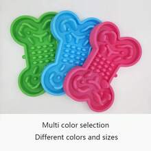 Pet Slow Food Bowl Silicone Bone Shaped Anti-Skid Dog Bowl Cats Feeding Bowls Leakproof Food Feeder Training Dog Slow Food  Pet - Màu xanh da trời - Xem 3