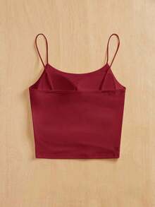 Camiseta ajustada con cuello redondo, almohadilla en el pecho y transpirable.Camisola básica para mujer sin sujetador - Rosa Roja - Ver 2
