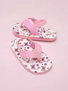 1 Pasang Sandal Jepit Bayi Bermotif Kupu-kupu dengan Ujung Terbuka dan Bernapas, Sandal Selop Longgar untuk Anak-Anak di Luar Ruangan - Berwarna merah muda - View 6