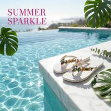 Infradito con decorazioni in strass stile bohémien, sandali in EVA morbida antiscivolo e resistenti, nuovi sandali estivi da donna per spiaggia, piscina e uso casual, stile versatile INS - Bianco - Visualizzare 4