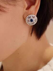 1 paire de boucles d'oreilles à tige ornées de zirconium cubique, conçues pour les femmes, convenant pour les mariages, les fiançailles, les fêtes d'anniversaire, les cadeaux de la Saint-Valentin - 1# - Voir 6