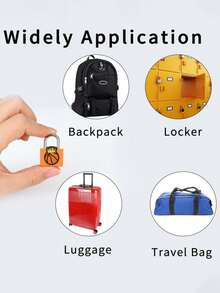 Basketball Pattern Luggage Lock, Small Suitcase Padlock With Key, Strong Copper Lock Core With Plastic Shell (Easy Lock Matching), Compact And Durable, Luggage Lock, Suitcase Mini Padlock, Travel Bag Metal Key Lock - Multicolor - View 7