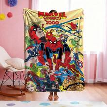 1pc S-Pider-Man Print Blanket,Retro Cartoon Style Throw Blanket,Cartoon Character Printed Blanket,All-Season Universal Nap Blanket,Character Home Decor Blanket,Modern Fashion Gift Suitable For Home Bedroom Bed Sofa Office Lunch Break Cover Picnic Blanket - Nhiều màu - Xem 1