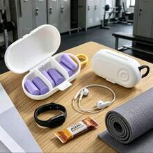 1/3pcs Portable Multi-Function Storage Box, Mini Pill Case, Earplug Organizer Box With Hook, Adjustable Divider, 3 Compartments, Dust-Proof, Scratch-Resistant, Ideal For Travel, Dorm, Desk, Jewelry, Cables - Multicolor - View 5
