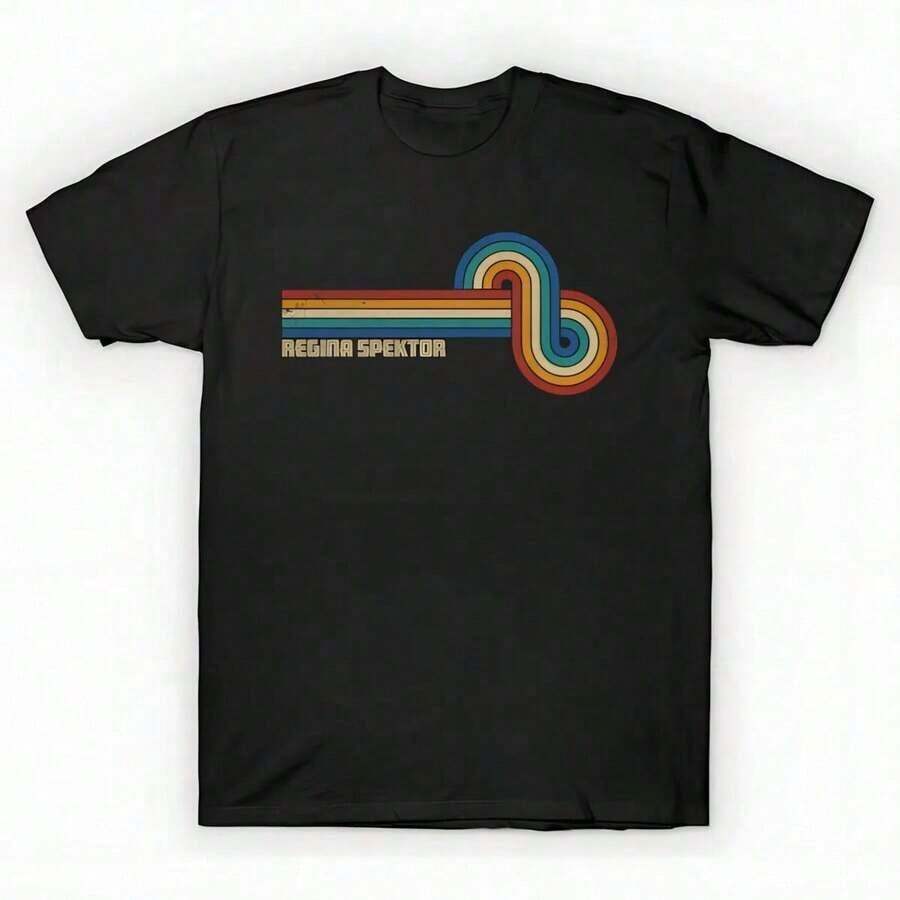 Unisex Oversized Printed Cotton T-Shirt, Solid Black, Casual, Graphic, Summer Essential, Sizes S-3XL, Retro Style By Regina Spektor - Regina Spektor - - 白色 - 查看 1