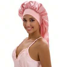 ZTZI Women's Extra Long Hair Bonnet, Elastic Wide Band Sleep Cap For Hair Care, Anti-Frizz Bonnets, Solid Color Casual Polyester Bonnet For Home Use, All Seasons - BC Color Matching Elastic 9008 - View 7