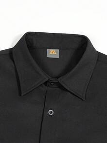 Men'S Casual Shirt | Boxy Fit Button-Up Shirt With Chest Pocket And Lapel Collar | Loose Fit, Summer Style, Slight Stretch Fabric | Ideal For Office, Daily Wear, Casual Outfits | Streetwear Style By FIVE MEN - 黑色 - 查看 4