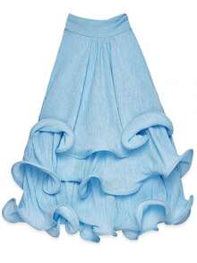 Women's Halter Neck Ruffle Top, Sleeveless Tiered Ruffle Blouse With Textured Chiffon Fabric, Flowy Silhouette For Versatile Styling - 藍色 - 查看 2