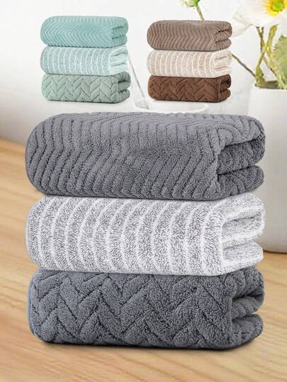 3 件套毛巾套装 - 面巾套装 - 尺寸 26.56x55.12 英寸/70x140cm，13.78x29.53 英寸/35x75cm - 柔软珊瑚绒材质，吸水快干 - 易干，不脱落或褪色 - 带挂环，方便晾干 - 家庭、浴室、厨房、卧室、游泳池、桑拿、健身房、客厅、酒店、旅行、圣诞礼物等日常使用必备。美容院、酒店运动、家居必需品、毛巾、皮肤护理的淋浴毛巾