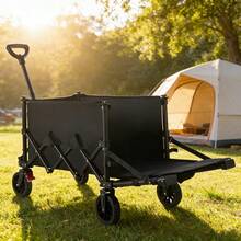 Carrito de mano resistente y carrito de campo plegable con ruedas giratorias de 360°, capacidad de 175 kg, adecuado para exteriores, jardín, camping, picnic, playa, pesca, duradero y resistente carrito de jardín carretilla de mano - A - Ver 1