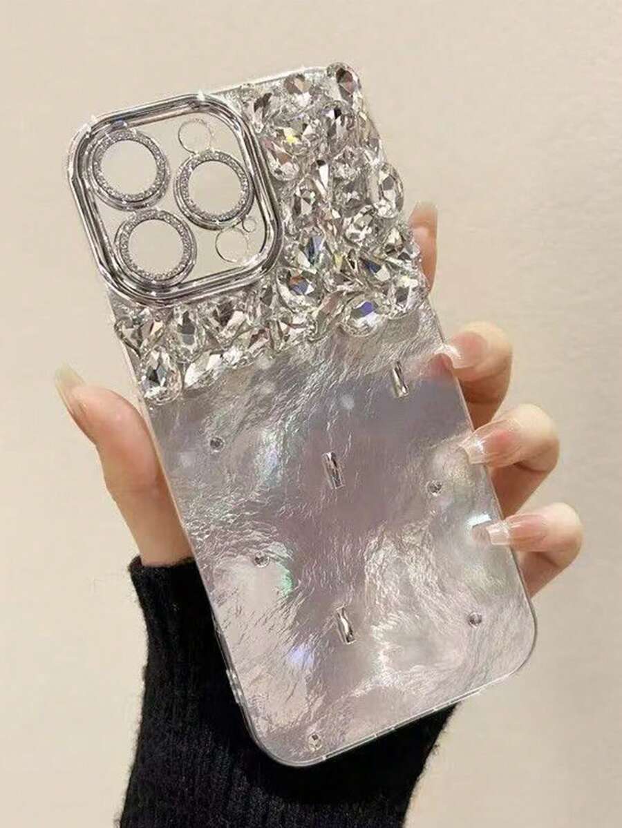 新款贝壳纹理3D水晶水钻手机壳,奢华闪亮,兼容 14 Pro Max/14 Pro/14、15 Pro Max/15 Pro/15,优雅款,兼容 12/13 Pro Max、17/17 Pro/17 Pro Max、16/16 Pro/16 Pro Max/16 Plus - 銀色 - 查看 1