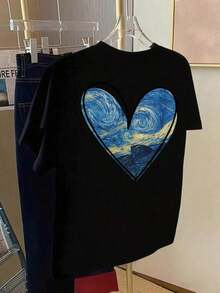 Camiseta personalizadaparamujerCamisetademujerFurgonetaGoghNocheEstrellada-Camisetademangacortaconcuelloredondoyestampadodearteiconianoajusterelajadoylavableesmáquina-InspiradaesFurgonetaGoghparaprimavera,veranoyusodurantetodoelaño(ropaparaamantesdelarte)envíonacionalmujer-VintageCalleEstiloUnisexoSueltoAlgodónCortoMangaTripulaciónCuelloCamiseta - Negro - Ver 2