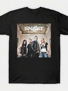 High Quality Men's Casual And Modern T-Shirt 2026 - Skillet Band Print - Fashionable Casual Clothing, Loose Fit, Breathable And Soft For Men's Daily Wear, The Best Gift For Men And Women. - 黑色 - 查看 1