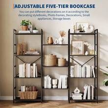 Hodeffior Bücherregal Im Industrial Stil 4 Etagen, Extra Breites Standregal Mit 11 Offenen Fächern, Bücherregal Metall Holz In Vintage Optik, Für Wohnzimmer, Arbeitszimmer, Büro Und Home Office - Schwarz - Übersicht 7