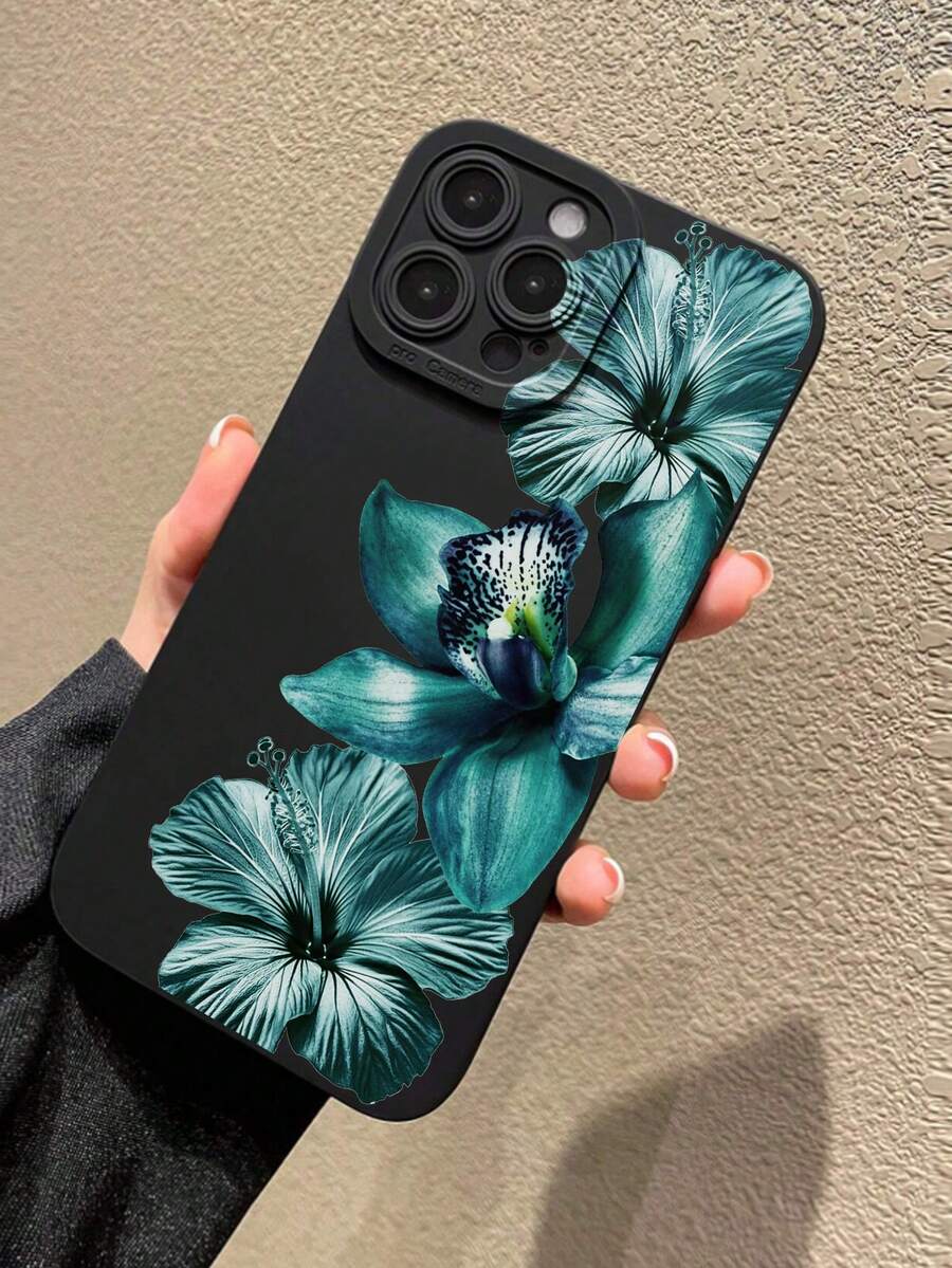 Floral Fashion 花卉印花鏤空磨砂黑保護手機殼，適用於 iPhone 16/11/16pro/16plus/16promax/16e/15Promax/13/14/12/XS/XR/7G/8P，Galaxy S25/S25PLUS/S25 Ultra/A16/A36/A26/A56/A50/A12/A32/A52/A72/A51/A21S/A13/A14/S24/S24PLUS/S24Ultra/S20/S23/S22/A53/S20FE/S21，11/12Pro/12/12X/13Pro/14Pro/15Pro/X3pro，10/9/Note9/12c/Note11pro/Note8Pro/9C/9a - 彩色 - 查看 1