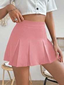 Falda minimalista de unicolor y estilo informal y elegante para mujer - Rosa vieja - Ver 7