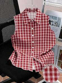 Blusa sin mangas para mujer, de verano, con diseño versátil y elegante, estampado digital de cerezas, imprescindible, alta tasa de devolución, vuelta al colegio, camisa sin mangas para damas - Multicolor - Ver 5