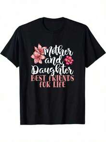 Camiseta genial de algodón casual para madre e hija, Mejores Amigas para Siempre - Camiseta casual de algodón suave con diseño floral, cuello redondo y manga corta. Perfecta Para El Día De La Madre Y Para Uso Diario. Camiseta De Cuello Redondo. Acción brillante. % Algodón. Moda - Negro - Ver 7