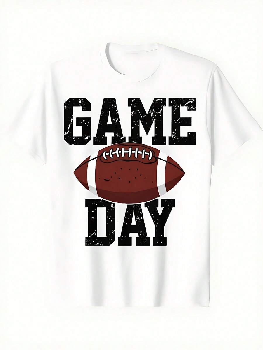 Unisex Vintage Lightweight T-Shirt For Football Match Day - Distressed Football Logos And Patterns, Suitable For Fans, Parking Lot Parties, And Sporting Events - Comfortable Unisex Short-Sleeve Crew Neck T-Shirt, Ideal For Casual Everyday Wear, Workouts, And All Seasons (Black And White). Casual Everyday Outfit. - 白色 - 查看 1