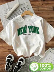 1 Women's Pure Cotton T-Shirt With Letter And Anime Print, Simple Design, Comfortable And Breathable, Suitable For Daily Casual Wear, Showing A Natural And Elegant Style, Must-Have For Summer Parties, Local Shipping, 180g 100% Cotton. - 白色 - 查看 1