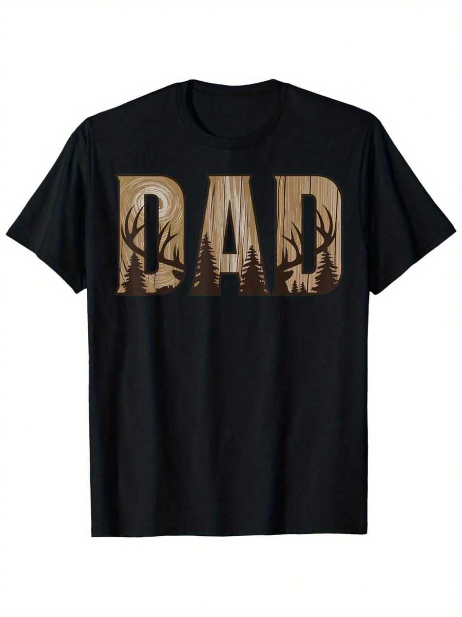 Camiseta de Hombre con Estampado de Camuflaje para Amantes de la Caza de Ciervos y Aves Acuáticas - Negro - Ver 1