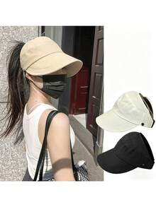 Adjustable Open Top Straw Hat, New Fashion Unisex UV Protection Foldable Wide Brim Sun Hat, Casual Versatile Bohemian Vintage Elegant Style, Polyester Fabric, Spring Summer - Multicolor - View 9