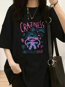 1 Piece Women's Black Pulp Graphic T-Shirt - Soft Cotton, Loose Fit, Vintage 90s Style, Inspired By Britpop, Casual For Everyday Wear, 180g, 100% Cotton - 黑色 17 - 查看 1