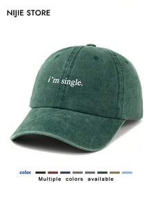 1pc Women's Minimalist Vintage Washed Baseball Cap With "I'm Single" Pattern, Adjustable Retro Dad Hat, Lightweight And Comfortable, Suitable For Outdoor Activities And Daily Wear,Beach,Travel - God's Plan Over Mine - View 2